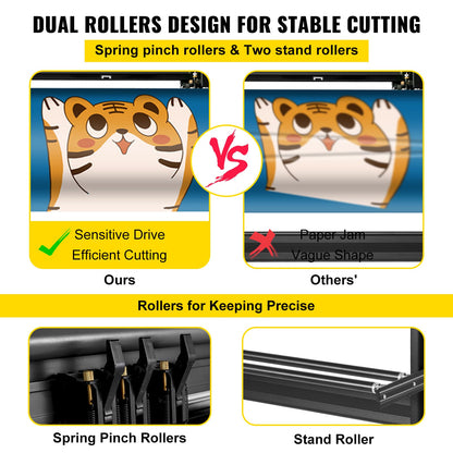 Vinyl Cutter 870mm Vinyl Cutter Machine Maximum Paper Feed 34inch Vinyl Plotter Cutter Machine with Sturdy Floor Stand Adjustable Force and Speed for Sign Making Vinyl Plotter