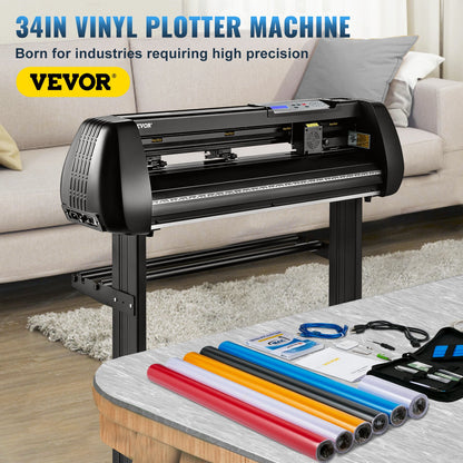 Vinyl Cutter Machine, 34inch Cutting Plotter, Offline Cutting Machine Kit Mobile Bluetooth, Precise Roller Shaft High Accuracy Adjustable Speed & Force, DIY SignMaster Software Blade for Windows