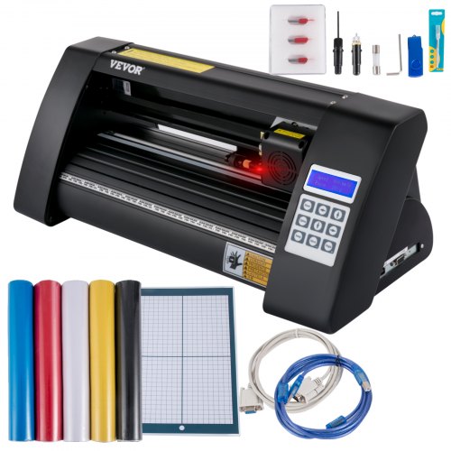 Vinyl Cutter, 375mm Vinyl Plotter, LED Screen Plotter Cutter, Semi-Automatical Built-in Optical Eye for Accurate Guiding, Compatible with SignMaster Software for Windows System Desktop Design