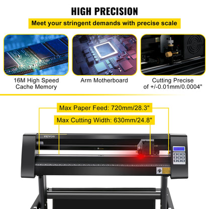 Vinyl Cutter, 720mm Vinyl Plotter, LED Screen Plotter Cutter, Semi-Automatical Built-in Optical Eye for Accurate Guiding, Compatible with SignMaster Software for Windows System with Stand
