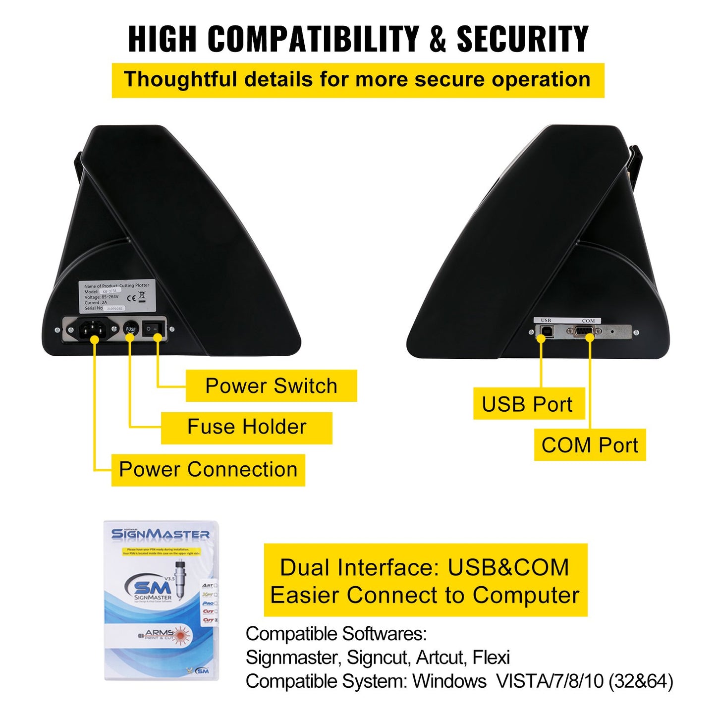 Vinyl Cutter, 1350mm Vinyl Plotter, LED Screen Plotter Cutter, Semi-Automatical Built-in Optical Eye, Compatible with SignMaster Software for Windows System with Stand