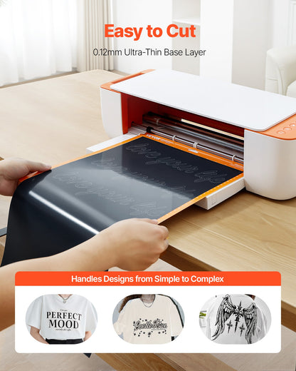 Heat Transfer Vinyl, 304.8 x 21336mm, Glossy Black HTV Iron on Vinyl Roll, Easy to Cut and Weed, Strong Adhesion, Compatible with Cutting Machines, for Various Materials, T-shirts, Pillows, Hats