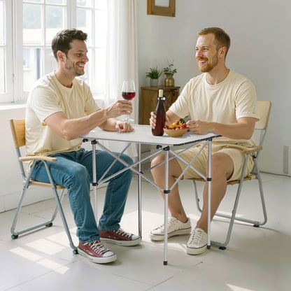 Folding Camping Table, Portable Roll Up Side Tables, Small Lightweight Aluminum Beach Table, Compact with Carry Bag, for Outdoor Cooking, Tailgating, Grilling, Picnic, Travel, Silver