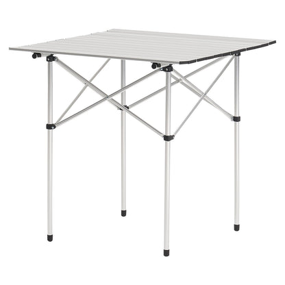 Folding Camping Table, Portable Roll Up Side Tables, Small Lightweight Aluminum Beach Table, Compact with Carry Bag, for Outdoor Cooking, Tailgating, Grilling, Picnic, Travel, Silver