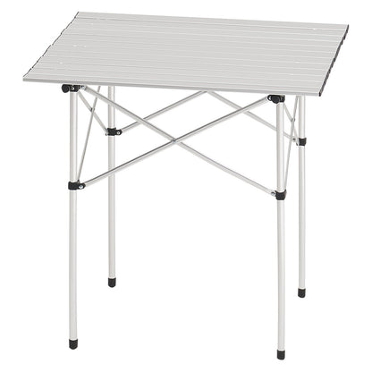Folding Camping Table, Portable Roll Up Side Tables, Small Lightweight Aluminum Beach Table, Compact with Carry Bag, for Outdoor Cooking, Tailgating, Grilling, Picnic, Travel, Silver
