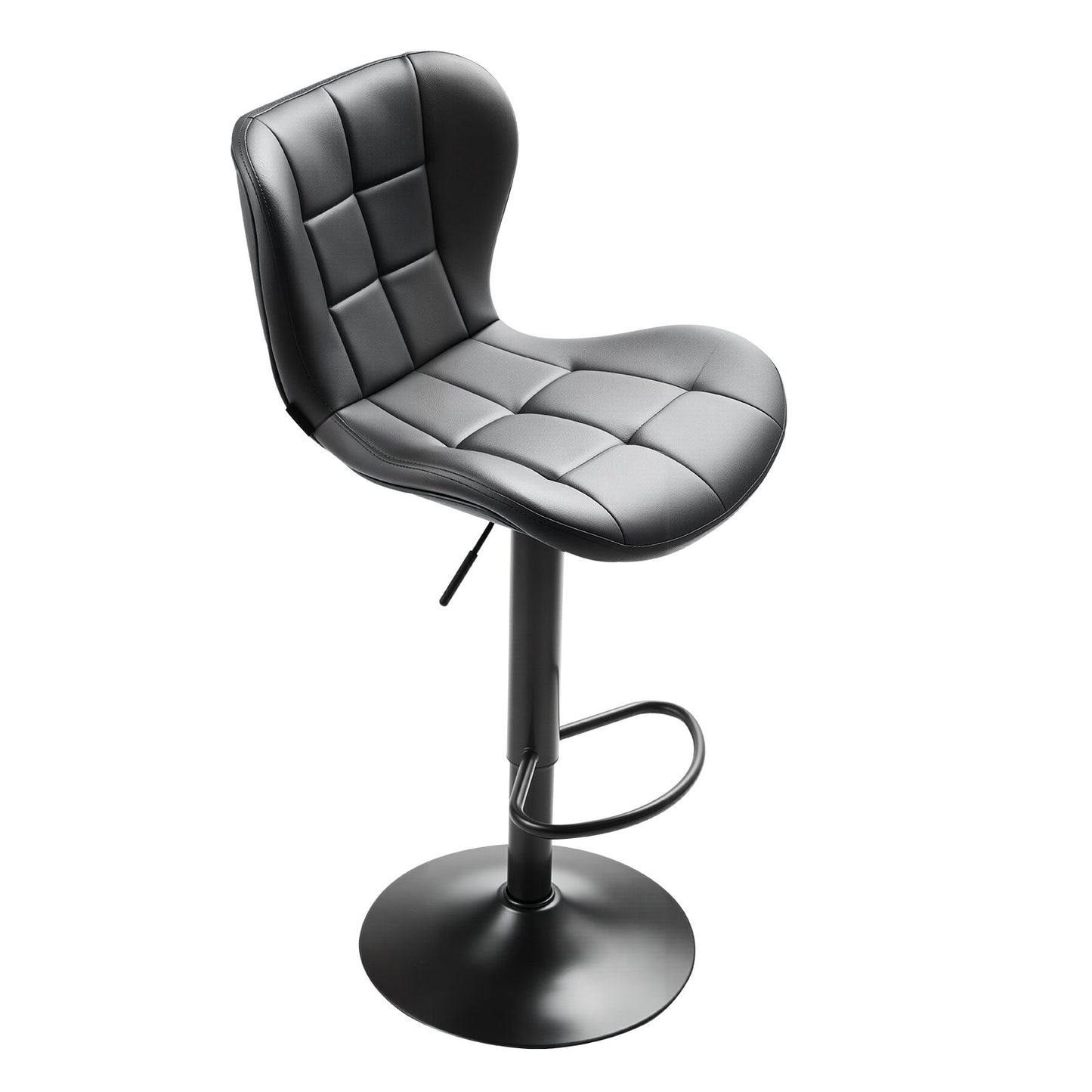 Bar Stool Set of 2, Modern PU Leather Counter Height Stools, Swivel Kitchen Barstool with Back and Footrest, Height Adjustable Armless Bar Chair, Island Barstools for Kitchen, Dining Room, Black