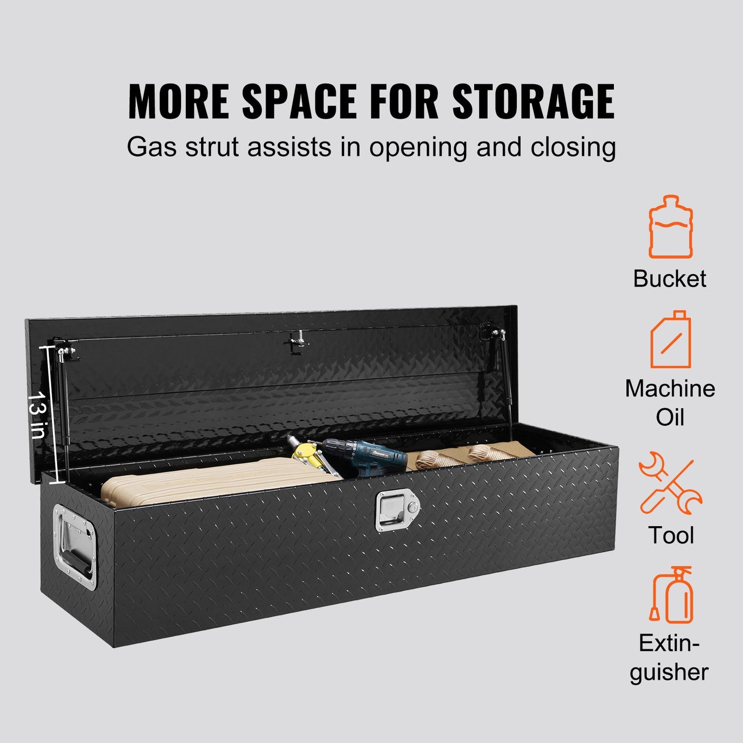 121,9 x 38,1 x 38,1 cm Robuste Werkzeugkiste aus Aluminium mit Trittstufen für die Ladefläche eines Pick-ups