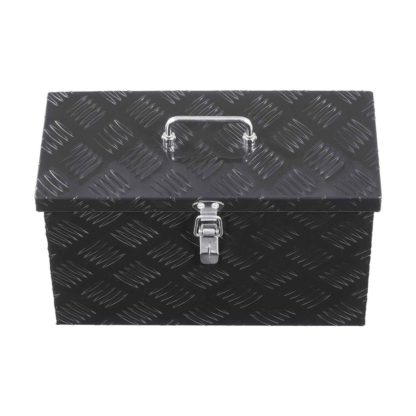 Heavy Duty Aluminum Truck Bed Tool Box, Stripes Plated Tool Box with Side Handle and Top Handle, Storage Toolbox Chest Organizer for Trailer, Pickup, RV, 16"x7.5"x10"(406x190x254mm), Black