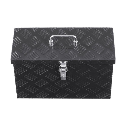 Heavy Duty Aluminum Truck Bed Tool Box, Stripes Plated Tool Box with Side Handle and Top Handle, Storage Toolbox Chest Organizer for Trailer, Pickup, RV, 16"x7.5"x10"(406x190x254mm), Black