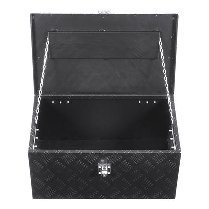 Heavy Duty Aluminum Truck Bed Tool Box, Stripes Plated Tool Box with Side Handle and Lock Keys, Storage Toolbox Chest Organizer for Trailer, Pickup, RV, 20"x12"x9.5"(508x304.8x241.3mm), Black