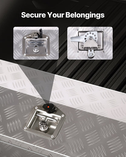 Heavy Duty Aluminum Truck Bed Tool Box, Stripes Plated Tool Box with Side Handle and T-Lock Keys, Storage Toolbox Chest Organizer for Trailer, Pickup, RV, 30"x13"x13"(762x330.2x330.2mm), Silver