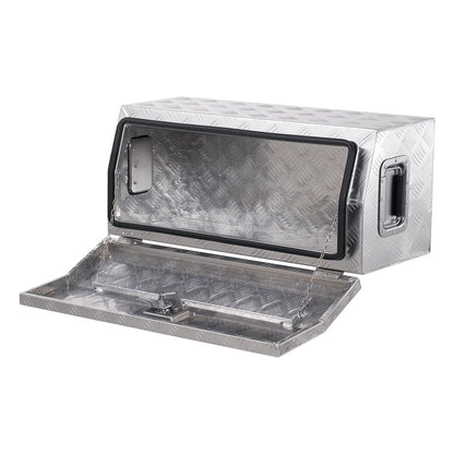 Heavy Duty Aluminum Truck Bed Tool Box, Stripes Plated Tool Box with Side Handle and T-Lock Keys, Storage Toolbox Chest Organizer for Trailer, Pickup, RV, 30"x13"x13"(762x330.2x330.2mm), Silver