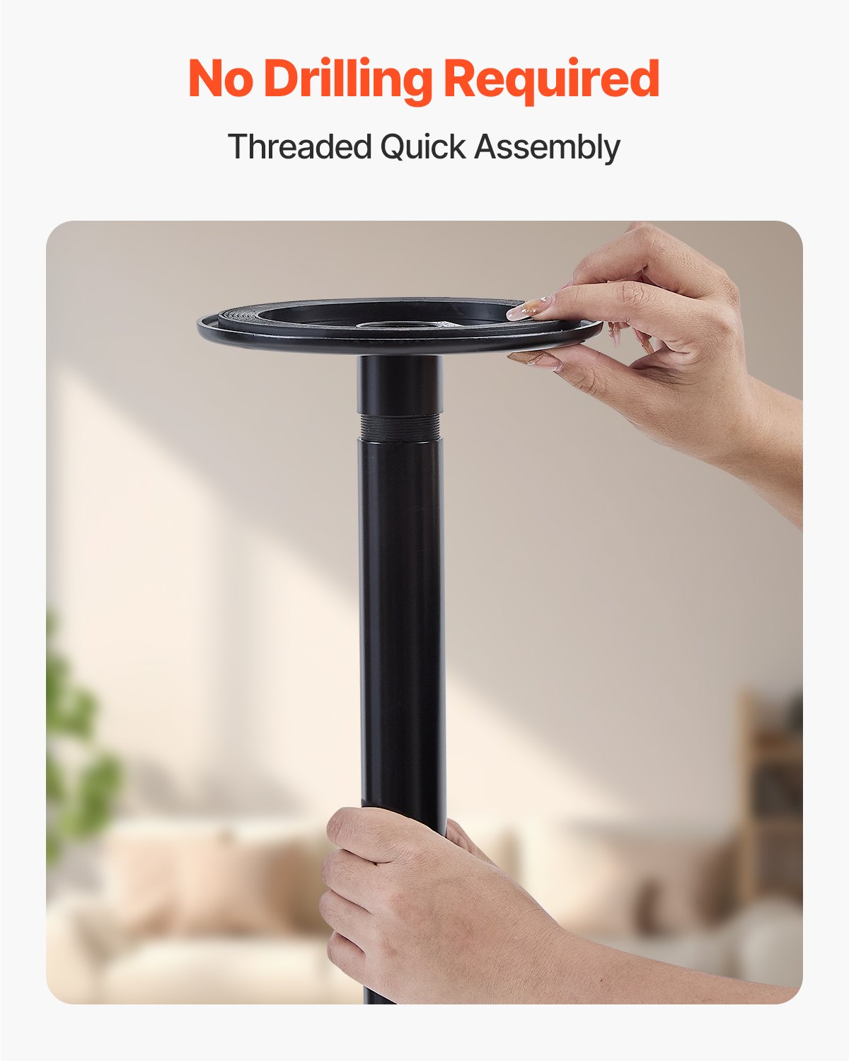 Floor-to-Ceiling Transfer Pole, Tension Mounted Bathroom Grab Bar with Anti-Slip Curve Handle, 300 Lbs Capacity Security Pole for Elderly, Ideal Senior Safety Pole for 7-10 Ft Ceilings, Black