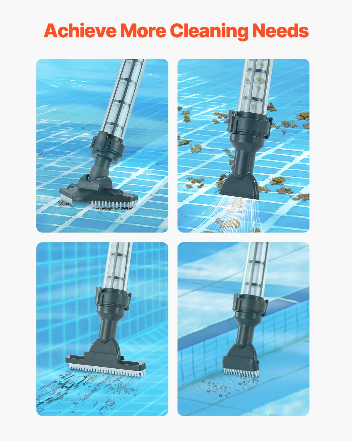 Pool Vacuum, 8.5 GPM Handheld Cordless Hot Tub Vacuum with Extension Pole, for Deep Cleaning & Strong Suction, Rechargeable Pool Cleaner, Running up to 1Hour, for Above Ground/Inground Pool Spas