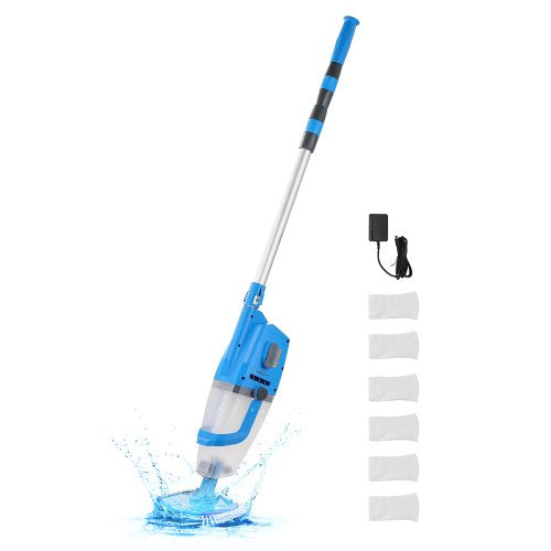 Pool Vacuum, 26 GPM Handheld Cordless Hot Tub Vacuum with Extension Pole, for Deep Cleaning & Strong Suction, Rechargeable Pool Cleaner, Running up to 1Hour, for Above Ground/Inground Pool Spas