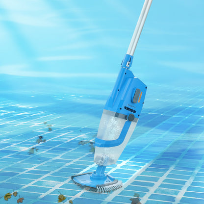 Pool Vacuum, 26 GPM Handheld Cordless Hot Tub Vacuum with Extension Pole, for Deep Cleaning & Strong Suction, Rechargeable Pool Cleaner, Running up to 1Hour, for Above Ground/Inground Pool Spas