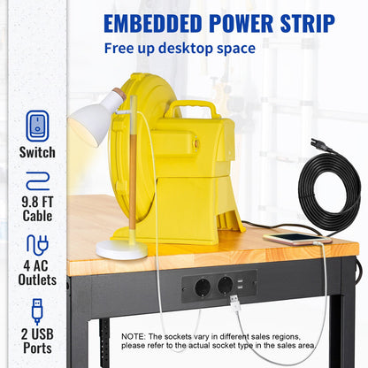 Höhenverstellbare Werkbank 121,9 cm L x 50,8 cm B mit Steckdose