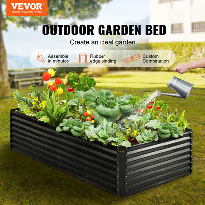 Raised Garden Bed,94.5x 47.2 x 23.6 inch Galvanized Metal Planter Box, Outdoor Planting Boxes with Open Base, for Growing Flowers/Vegetables/Herbs in Backyard/Garden/Patio/Balcony, Dark Gray