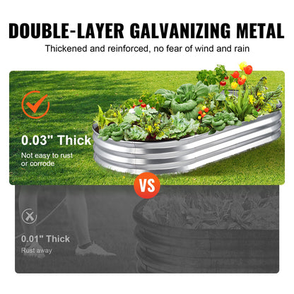 Raised Garden Bed, 71.9 x 36.4 x 11 inch Galvanized Metal Planter Box, Outdoor Planting Boxes with Open Base, for Growing Flowers/Vegetables/Herbs in Backyard/Garden/Patio/Balcony, Silver
