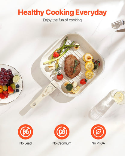 17 Piece Pots and Pans Set Nonstick, Detachable Handle Cookware, Space Saving Induction cookware set, Kitchen RV Cooking Sets, with Frying, Sauce, Saute, Tempered Glass Lids, Oven Safe, White