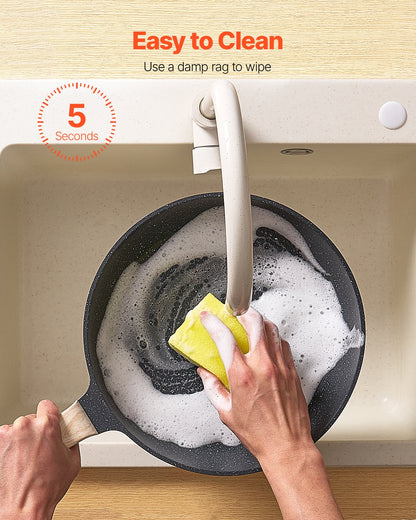 19 Piece Pots and Pans Set, Granite Nonstick Cookware Set, Induction Cookwares, Kitchen RV Cooking Sets with Frying, Sauce, Saute, Tempered Glass Lids, and Pan Protectors, Black