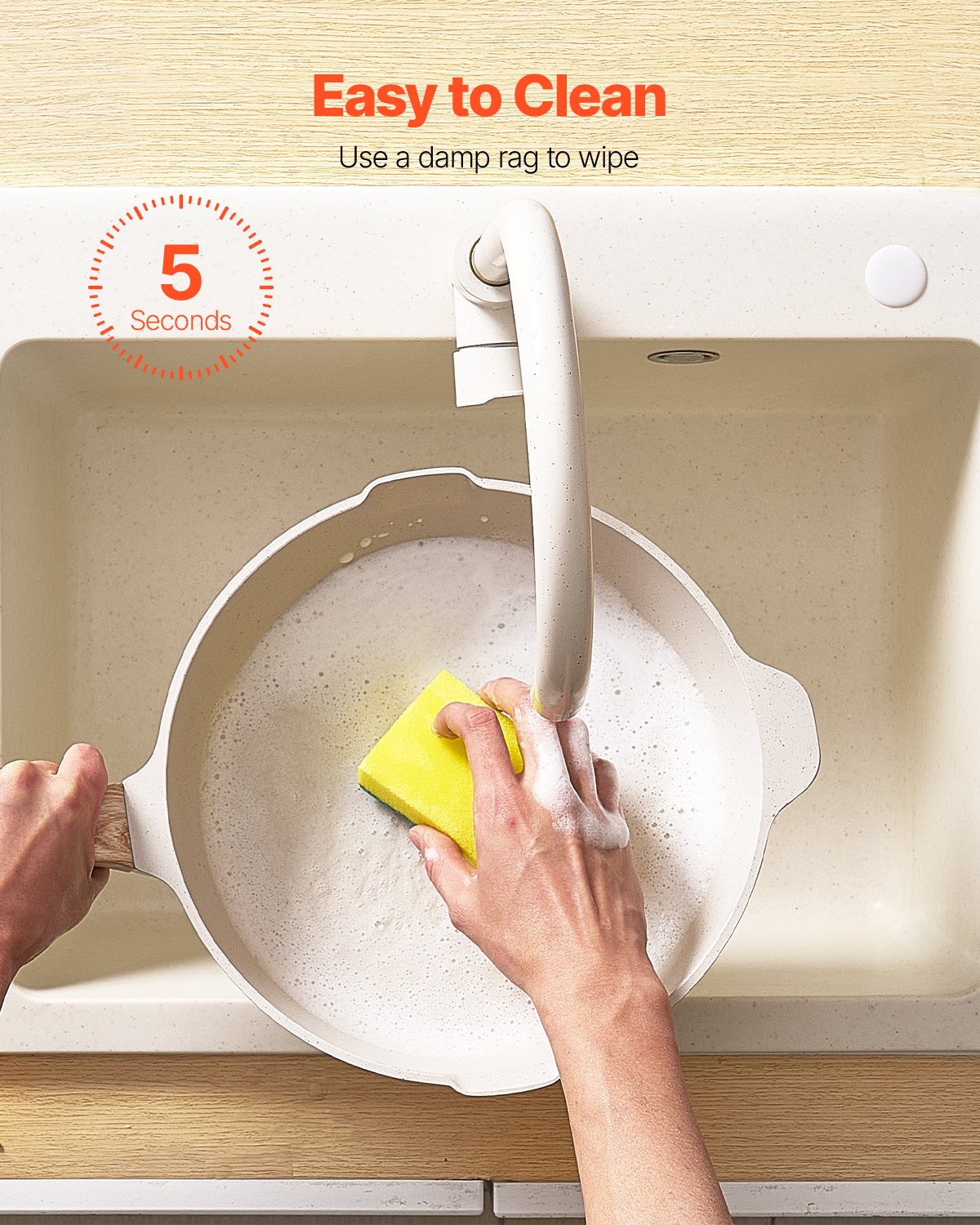 17 Piece Pots and Pans Set, Granite Nonstick Cookware Set, Induction Cookwares, Kitchen RV Cooking Sets with Frying, Sauce, Saute, Tempered Glass Lids, and Pan Protectors, White