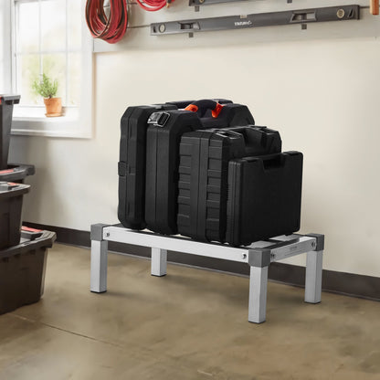 Aluminum Dunnage Rack, 24” x 14” Commercial Food Floor Rack, 8” Off the Floor, 1000 lbs Capacity Adjustable Aluminum Storage Rack, for Storage in Restaurants, Kitchens, Garages and Vehicles