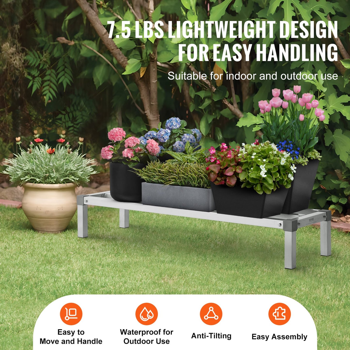 Aluminum Dunnage Rack, 48” x 14” Commercial Food Floor Rack, 8” Off the Floor, 1000 lbs Capacity All-Welded Aluminum Storage Rack, for Storage in Restaurants, Kitchens, Garages and Vehicles