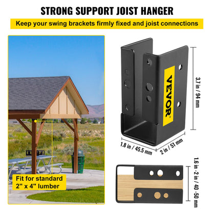 Concealed Joist Hanger, 2 x 4" Outdoor Accent Concealed-Flange, Pack of 12 Concealed Joist Bracket, Q235 Steel Plate Powder-Coated Concealed Face Mount Joist Hanger for 2 x 4" Beam Swing