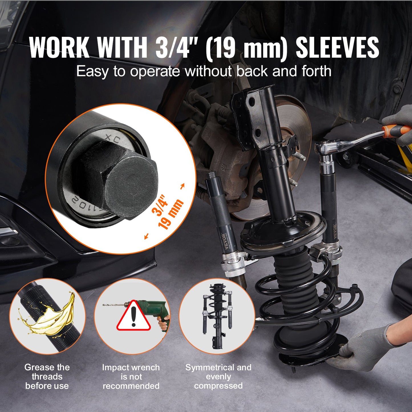 Coil Spring Compressor Tool, 2 pcs Heavy Duty Macpherson Strut Spring Compressor Set, 1200.2 kg Strut Spring Compressor with Safety Bracket and Carrying Case, for Car Truck ATV UTV