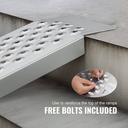 Portable Loading Ramps, 2 Pcs 1200 x 215 mm, Durable Aluminum Shed Ramp Set with Anti-Slip Holes, Compact Design and Easy Storage, 399.2 kg Weight Capacity, for ATV, Tractors, Lawn Mowers, Carts