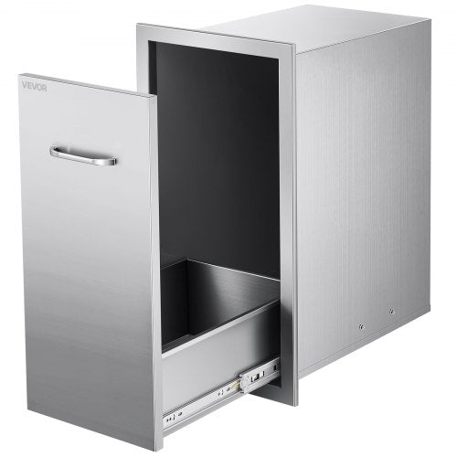 Outdoor Kitchen Trash Drawer, 13.54"W x 19.61"D x 25.79"H Interior Storage, Multi-Purpose Outdoor Kitchen Drawers Stainless Steel, 55 lbs Max Capacity per Tier, for Outdoors BBQ Island Kitchens