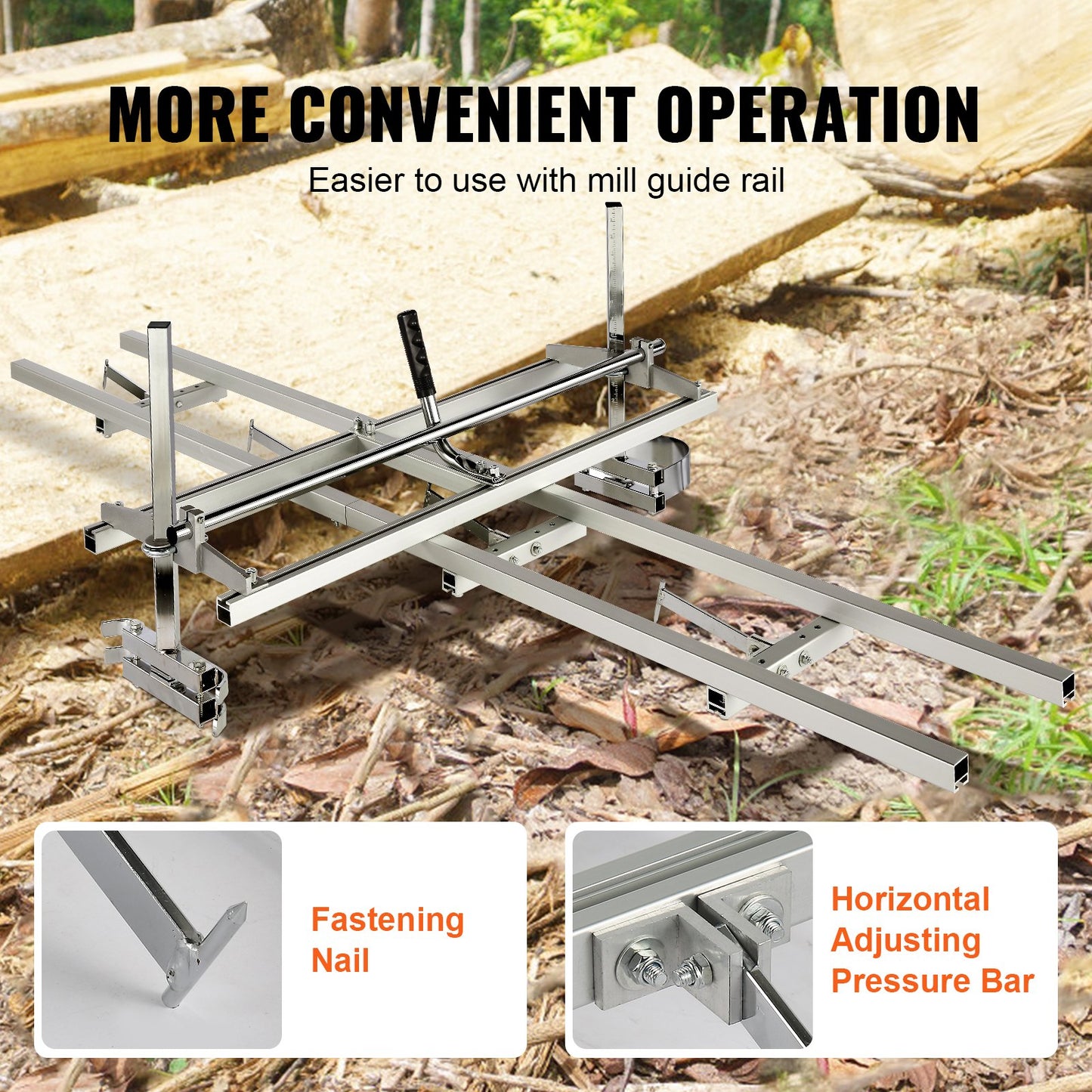 Chainsaw Mill and Rail Mill Guide System, Portable Sawmill 36 cm-91 cm Guide Bar, 2.74 m Aluminum Saw Milling Rail Guide with Chainsaw Planking Mill for Woodworkers and Carpenters
