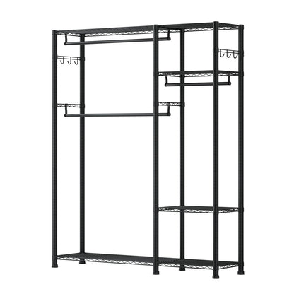 Clothing Garment Rack, Heavy Duty Clothes Rack, 6 Adjustable Tiers Clothes Racks with Steel Frame, 363 kg Load Capacity Closet Wardrobe with 3 Hanging Rods for Bedroom, Clothing Store, Hallway