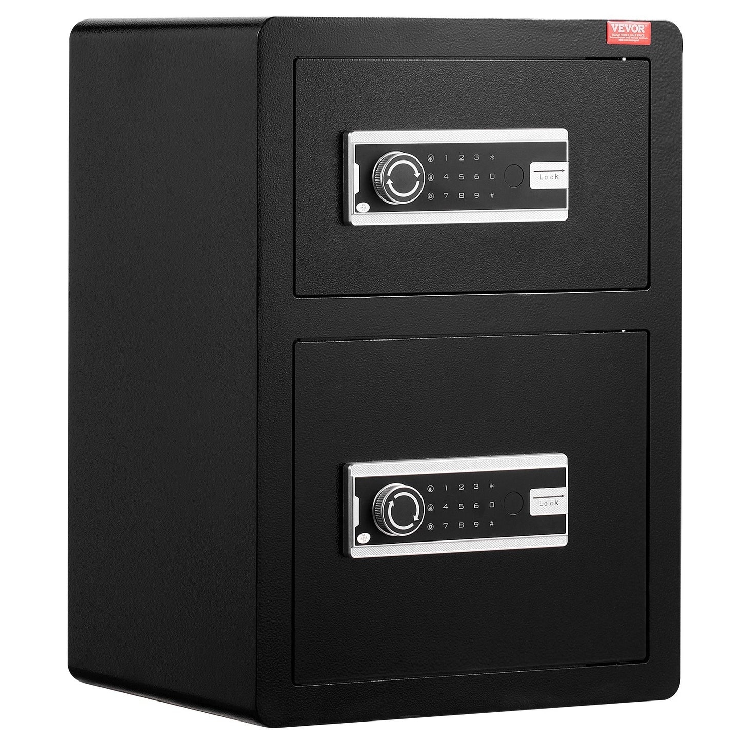 Double Doors 3.5 cu.ft Safe Box with Key Lock & Password, Safe Lock Box with Fireproof Bag, Key Rack, LED Light and 2 Height Adjustable and Removable Divider for Money, Documents, Jewelry and Valuables, Black