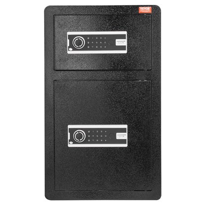 Double Doors 4.5 cu.ft Safe Box with Key Lock & Password, Safe Lock Box with Fireproof Bag, Key Rack, LED Light and 2 Height Adjustable and Removable Divider for Money, Documents, Jewelry and Valuables, Black