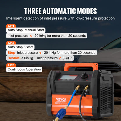 Refrigerant Recovery Machine, 1 HP Dual Cylinder Portable AC Recovery Machine with 3000rpm Brushless Motor, Freon Refrigerant Recycling Tool for Automotive, Air Condition, Household HVAC