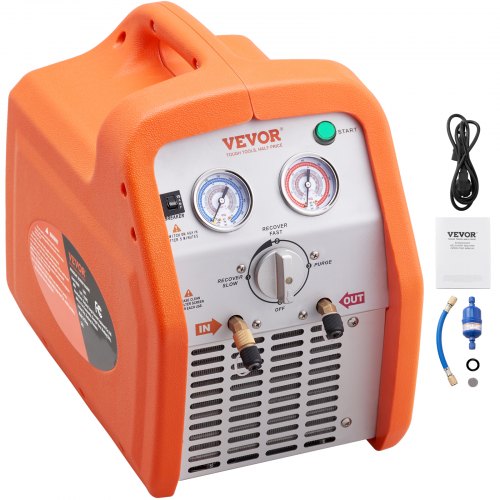 1 HP Refrigerant Recovery Machine - Dual Cylinder Portable AC Recovery Machine with High Pressure Protection 220-240V 50Hz Recovery Machine HVAC for Vapor Liquid Refrigerant, Car Air Conditionin