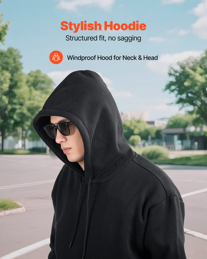 Women Pullover Hoodie, 3X-Large Size, Fleece Long Sleeve Comfy Casual Basic Pullover Hooded Sweatshirt, Warm & Skin-friendly, Practical & Trendy, Black Hoodie with Large Pocket for Fall & Winter