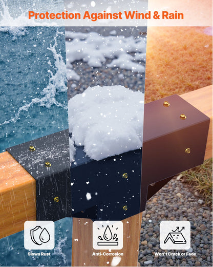 Pergola Kit 2-Pack, T-Shaped 4x4 (Actual 92 x 92 mm), 3-Way Pergola Brackets DIY Woodworking Gazebo Bracket Kit with Screws for 92 x 92 mm Wood Beams in Actual Size for Outdoor Party Banquet