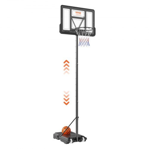 Basketball Hoop, 4-10 ft Adjustable Height Portable Backboard System, 44 inch Basketball Hoop & Goal, Kids & Adults Basketball Set with Wheels, Stand, and Fillable Base, for Outdoor/Indoor