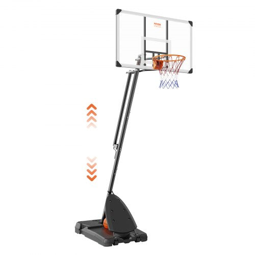 Basketball Hoop, 7.6-10 ft Adjustable Height Portable Backboard System, 54 inch Basketball Hoop & Goal, Kids & Adults Basketball Set with Wheels, Stand, and Fillable Base, for Outdoor/Indoor