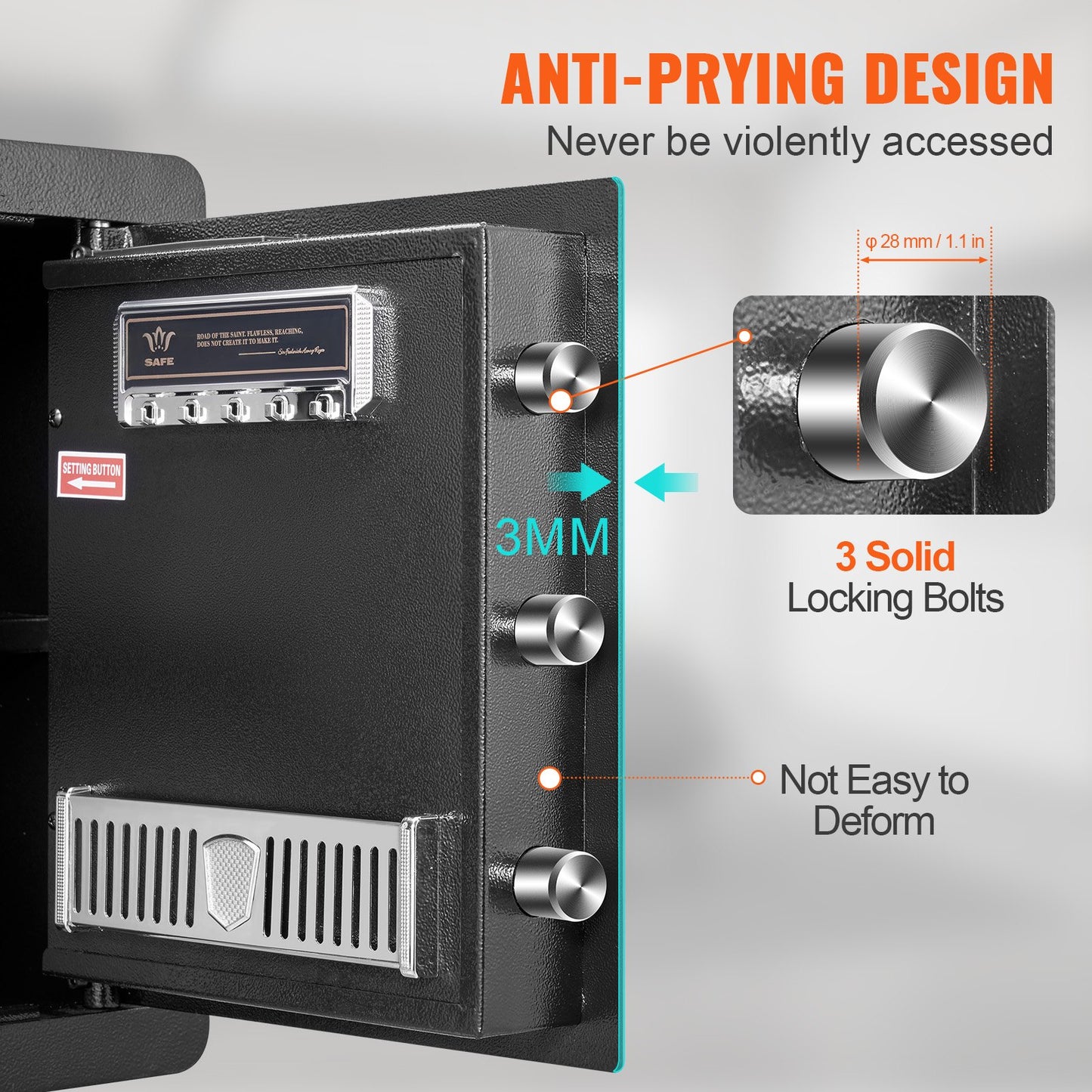 Safe, 51.0 L Home Safe, Steel Security Safe with Digital Keypad and 2 Keys, Cabinet Safe with Fire-proof Bag, Protect Cash, Gold, Jewelry, Documents for Home, Hotel, 40.1 x 33.0 x 42.9 cm