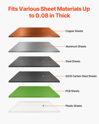 Guillotine Shear, 500 mm Bed Width Benchtop Cutter, Manual Hand Plate Shear for Metal Sheet Processing, with Q235 Material, High Precision, Stand, for PCB, Aluminum, Steel, Copper, Plastic