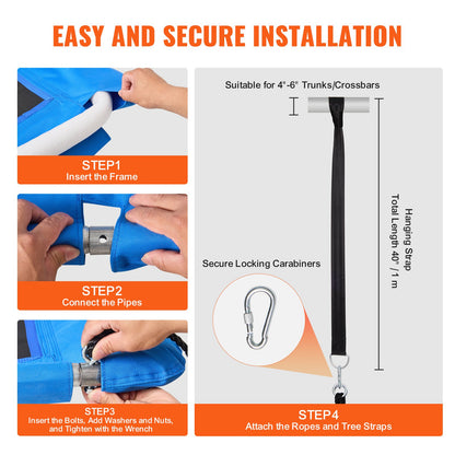 Platform Swing, 60 Inch Platform Tree Swing for Kids and Adults, 700lbs Weight Capacity Outdoor Swing, 900D Oxford Fabric Swing Seat with 2 Tree Hanging Straps and Adjustable Multi-Strand Ropes