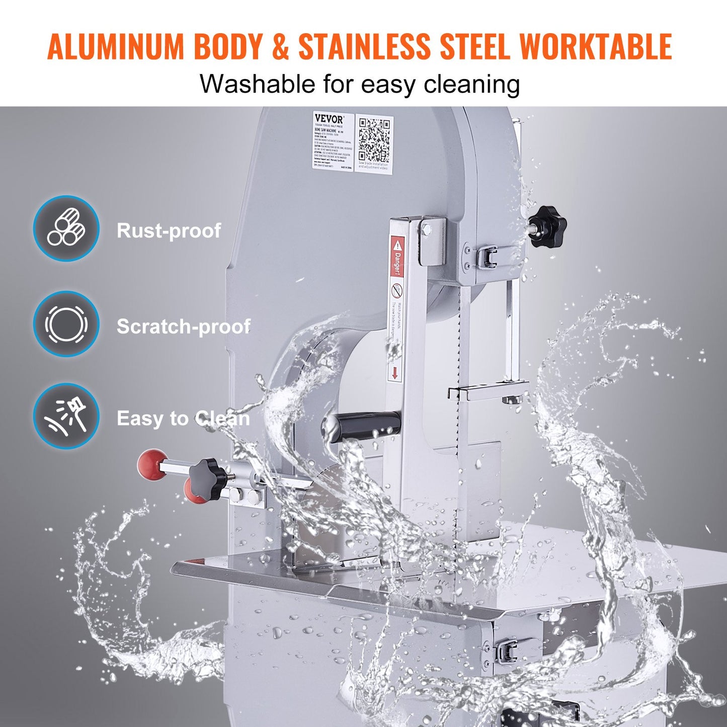 1500W Commercial Electric Meat Bandsaw Stainless Steel Bone Sawing Machine