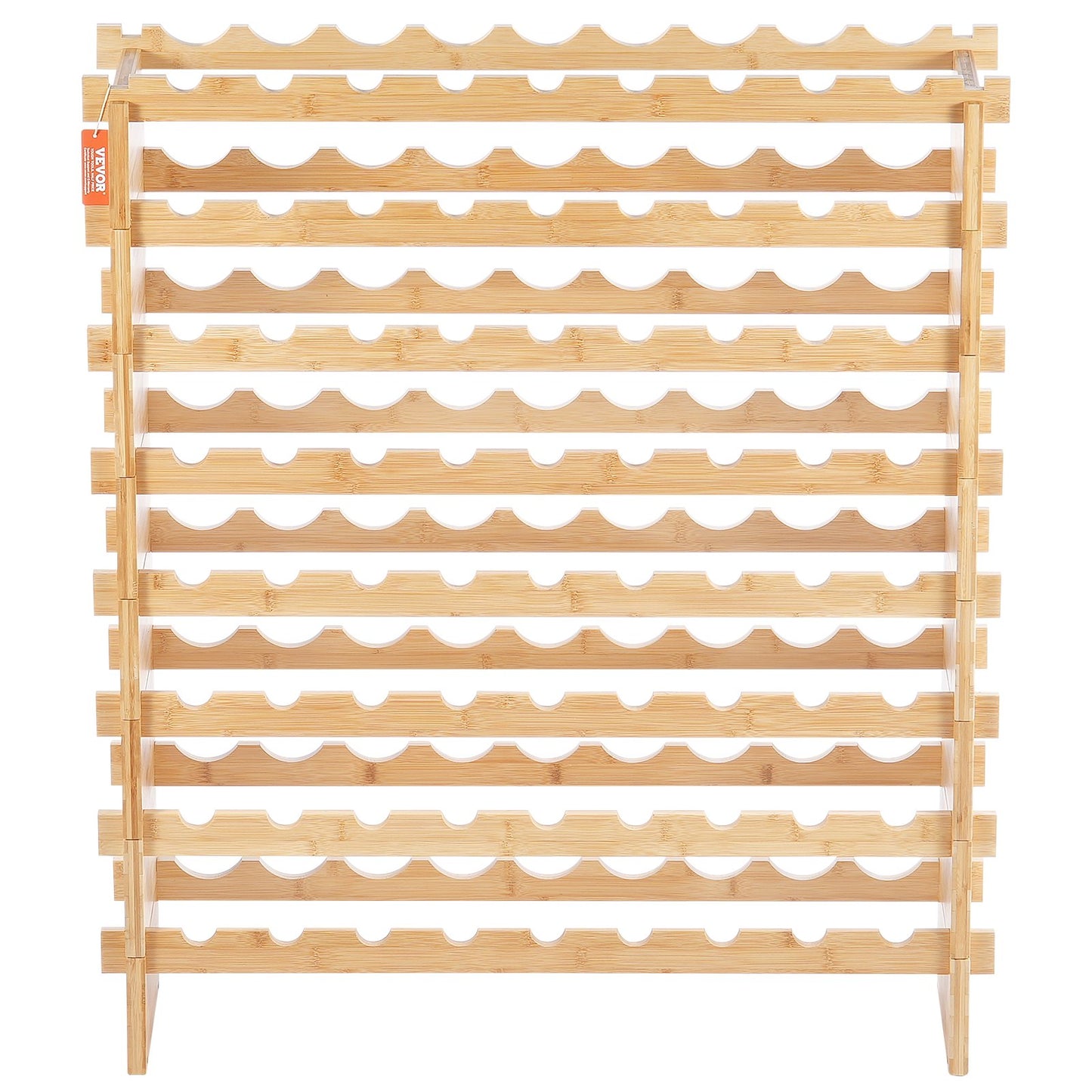 72 Bottle Upgrade Modular Wine Rack, Continuously Store Pinot Bottles, 8-Tier Bamboo Wood Storage Rack, Floor Freestanding Wines Holder Display Shelf, Wobble-Free Shelves for Kitchen Bar Cellar