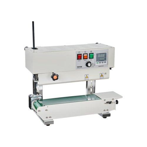 Continuous Bag Band Sealing Machine, 0.24-0.47 in/6-12 mm Seal Width, Vertical Band Sealer Machine with Digital Temperature Control, Carbon Steel Bag Sealer for 0.02-0.8 mm Plastic Bags Films