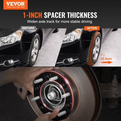 Wheel Spacers, 1" 6"x5.5" Wheel Adapters, 6 Lug Forged Spacer, 108 mm Bore Hubcentric M12 x1.5 Studs Spacers, Fit for 1979-2022 Toyota, Hummer, Lexus, Chevrolet, Honda, 4 PCS Black