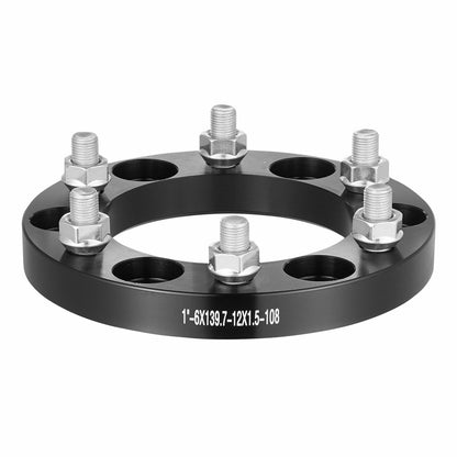Wheel Spacers, 1" 6"x5.5" Wheel Adapters, 6 Lug Forged Spacer, 108 mm Bore Hubcentric M12 x1.5 Studs Spacers, Fit for 1979-2022 Toyota, Hummer, Lexus, Chevrolet, Honda, 4 PCS Black